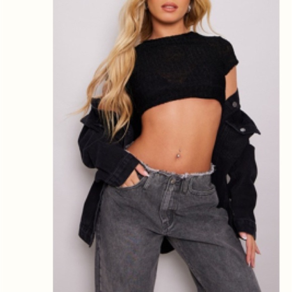 plt mesh knit top